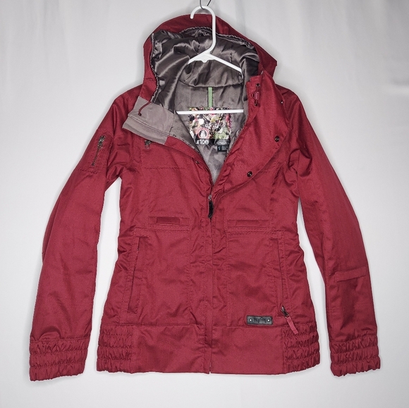 Burton Snowboard Jacket Small DryRide Red Snap Zip Pocket Hooded Water-resistant - Picture 3 of 12